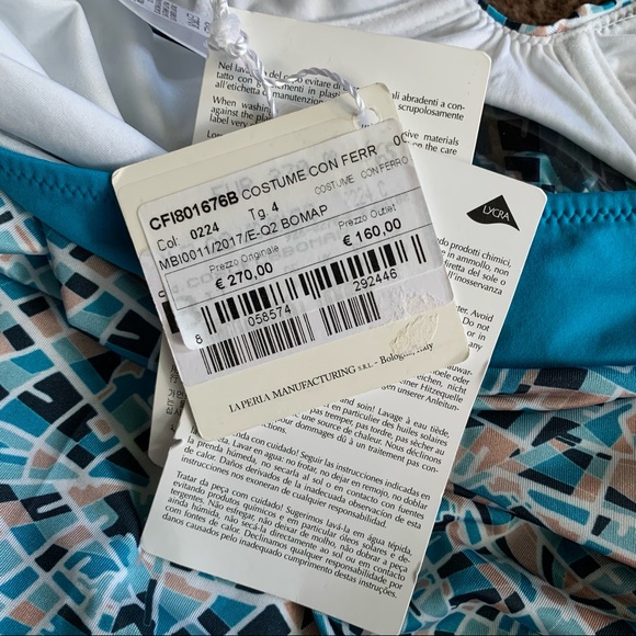 NWT - La Perla Bomap Underwire One Piece Swimsuit Map Print - Picture 9 of 13